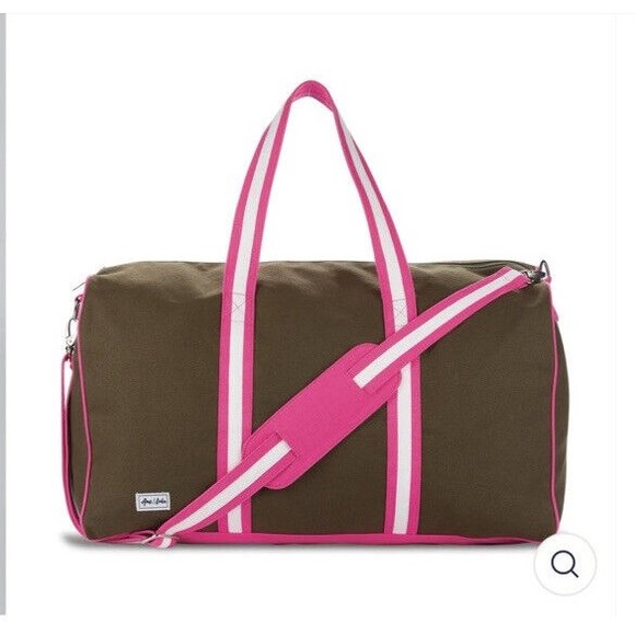 Ame & LuLu Out of Dodge Weekend Duffle Brown Pink  White Tennis - Picture 5 of 5